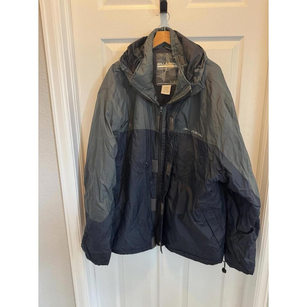 Billabong Men's Size Large Hooded Windbreaker Gray Black‎ Full Zip